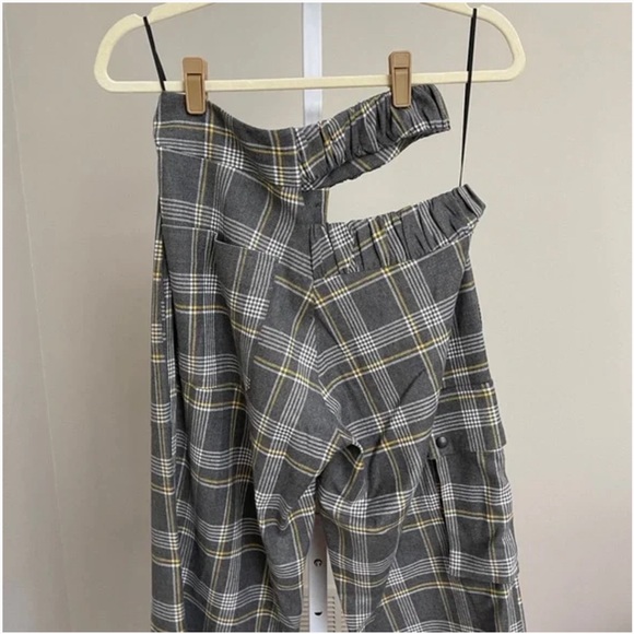 ELLEME Gray Cut Out Baggy Checked Pants size xs - Picture 3 of 6